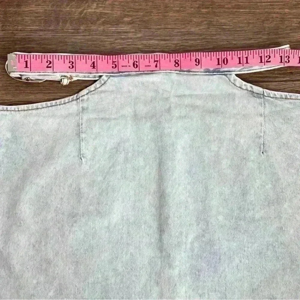 WeWoreWhat Cut-Out Denim Mini Skirt in a Super Light Indigo Wash. Sz Small. NWT! - Picture 13 of 14